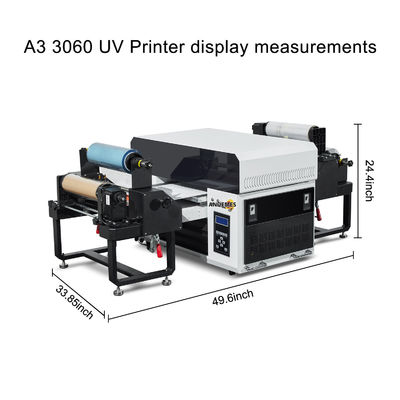 롤 투 롤 인쇄 A3 사이즈 UV DTF 프린터 X600 프린트 헤드와 LED UV 평면